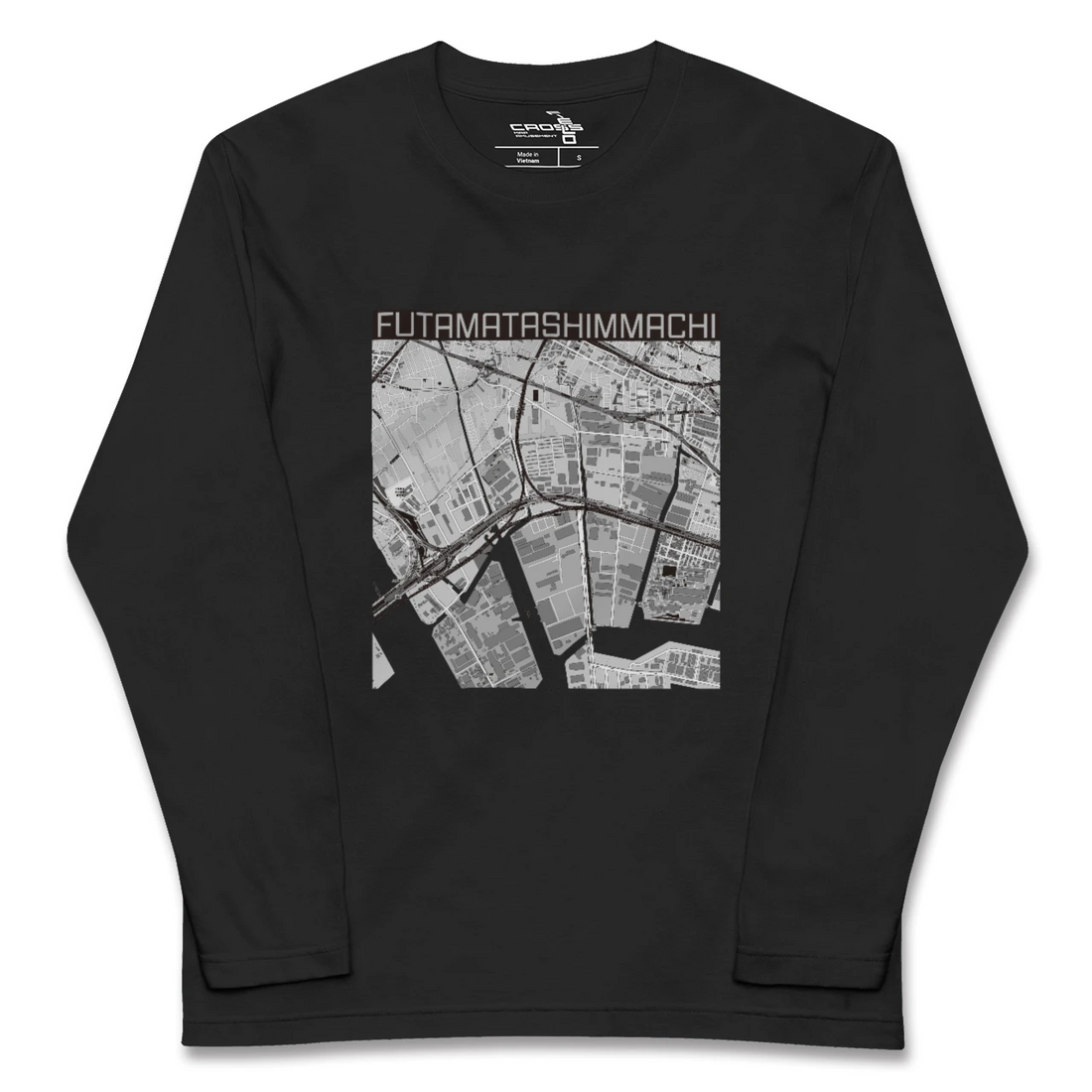 【二俣新町(千葉県)】地図柄ロングスリーブTシャツ