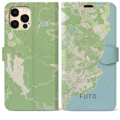 【富戸（静岡県）】地図柄iPhoneケース（手帳タイプ）ナチュラル・iPhone 12 Pro Max 用