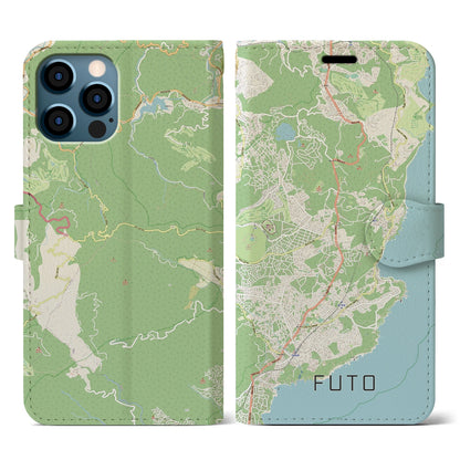 【富戸（静岡県）】地図柄iPhoneケース（手帳タイプ）ナチュラル・iPhone 12 / 12 Pro 用
