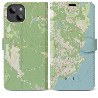 【富戸（静岡県）】地図柄iPhoneケース（手帳タイプ）ナチュラル・iPhone 14 Plus 用