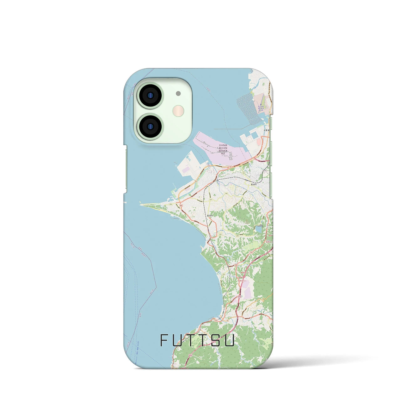 【富津】地図柄iPhoneケース（バックカバータイプ・ナチュラル）iPhone 12 mini 用