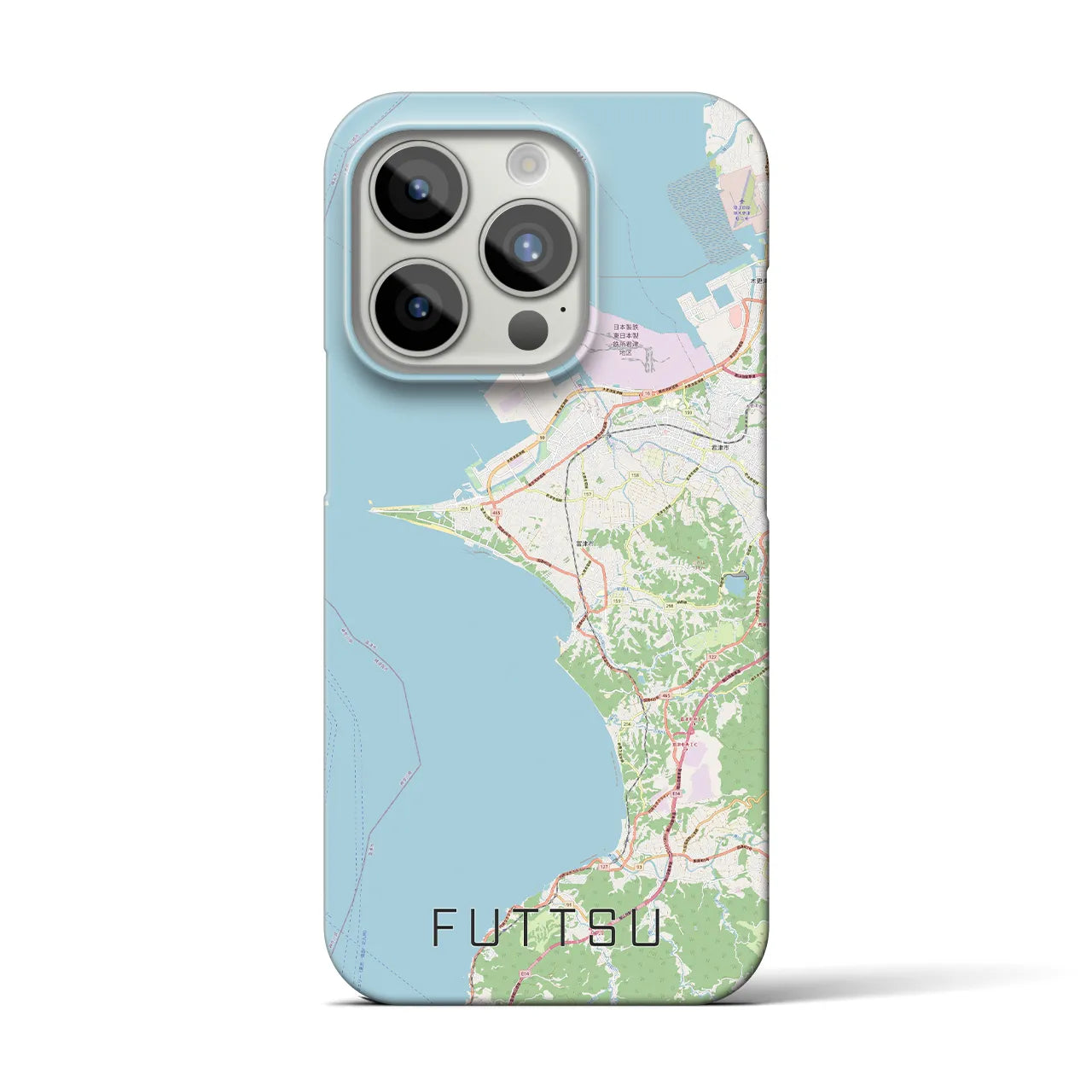【富津】地図柄iPhoneケース（バックカバータイプ・ナチュラル）iPhone 15 Pro 用