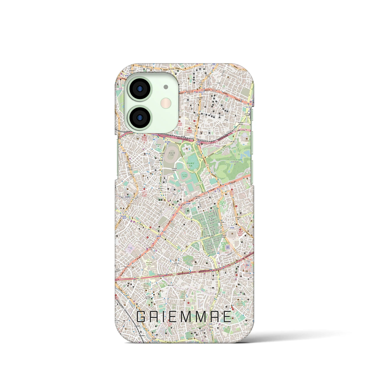 【外苑前】地図柄iPhoneケース（バックカバータイプ・ナチュラル）iPhone 12 mini 用