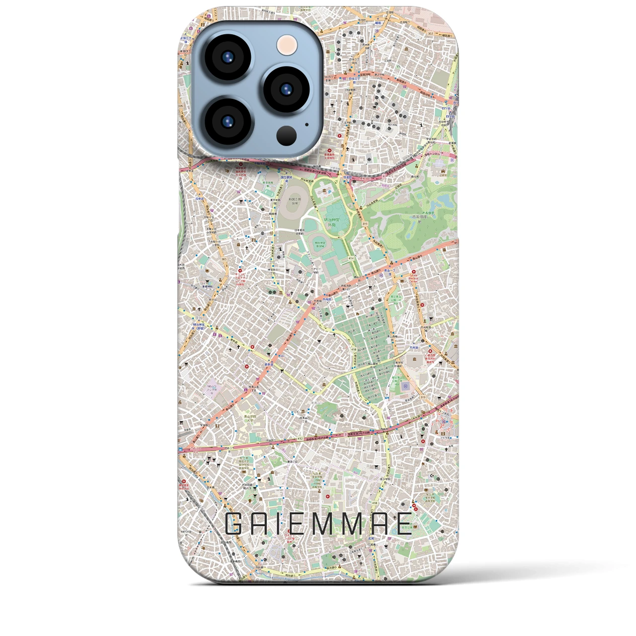 【外苑前】地図柄iPhoneケース（バックカバータイプ・ナチュラル）iPhone 13 Pro Max 用