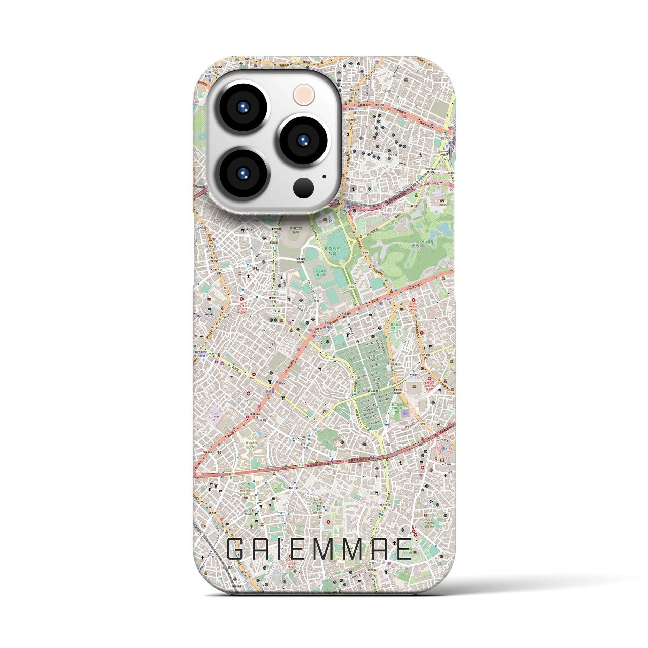 【外苑前】地図柄iPhoneケース（バックカバータイプ・ナチュラル）iPhone 13 Pro 用