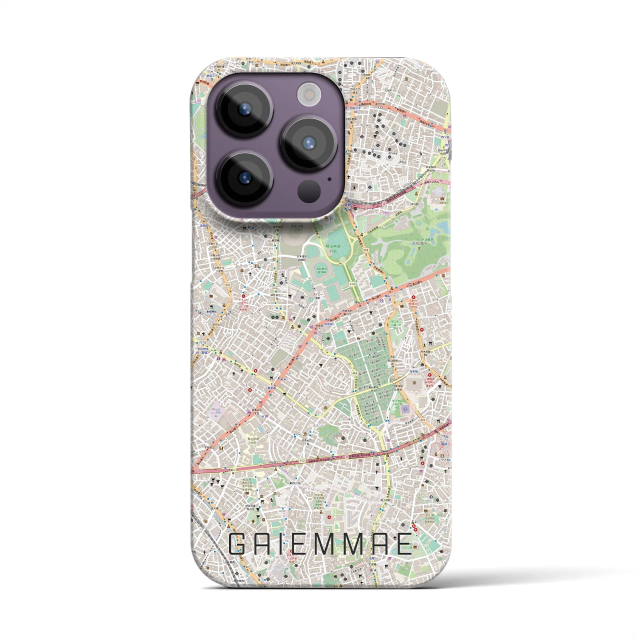 【外苑前】地図柄iPhoneケース（バックカバータイプ・ナチュラル）iPhone 14 Pro 用