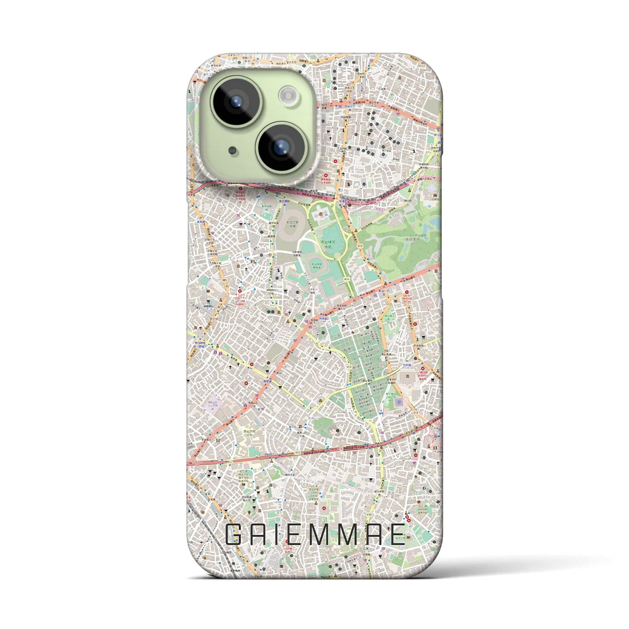 【外苑前】地図柄iPhoneケース（バックカバータイプ・ナチュラル）iPhone 15 用
