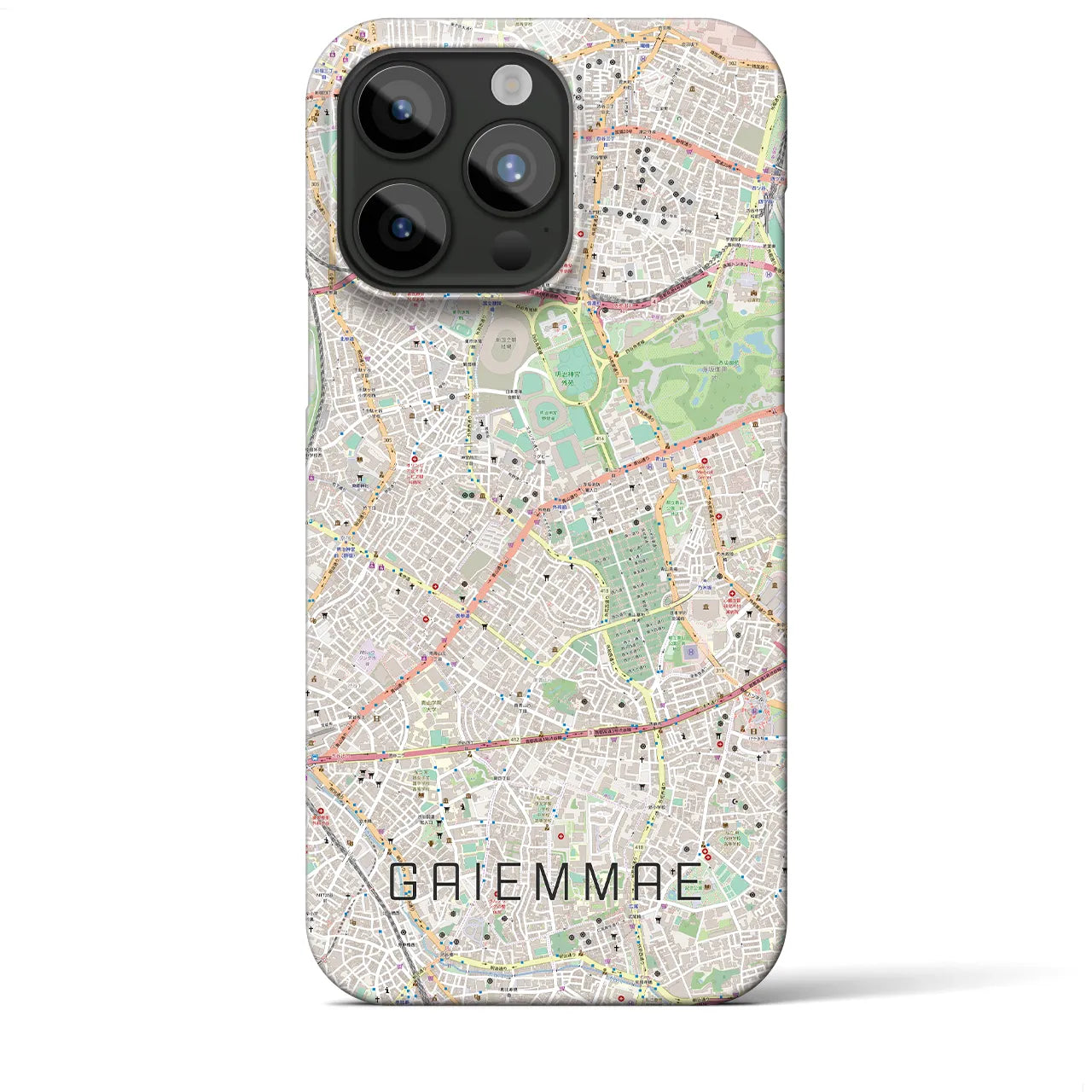 【外苑前】地図柄iPhoneケース（バックカバータイプ・ナチュラル）iPhone 15 Pro Max 用