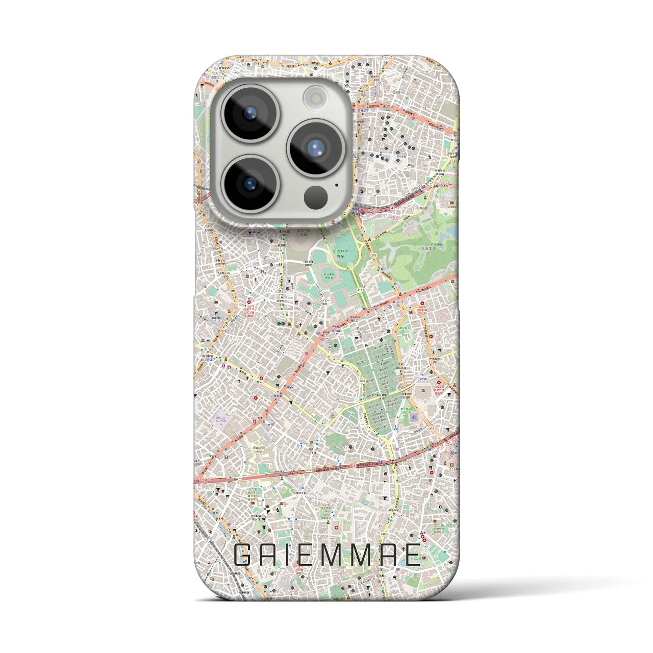 【外苑前】地図柄iPhoneケース（バックカバータイプ・ナチュラル）iPhone 15 Pro 用