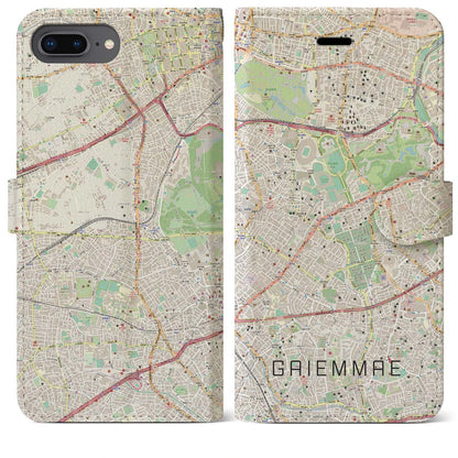 【外苑前（東京都）】地図柄iPhoneケース（手帳タイプ）ナチュラル・iPhone 8Plus /7Plus / 6sPlus / 6Plus 用