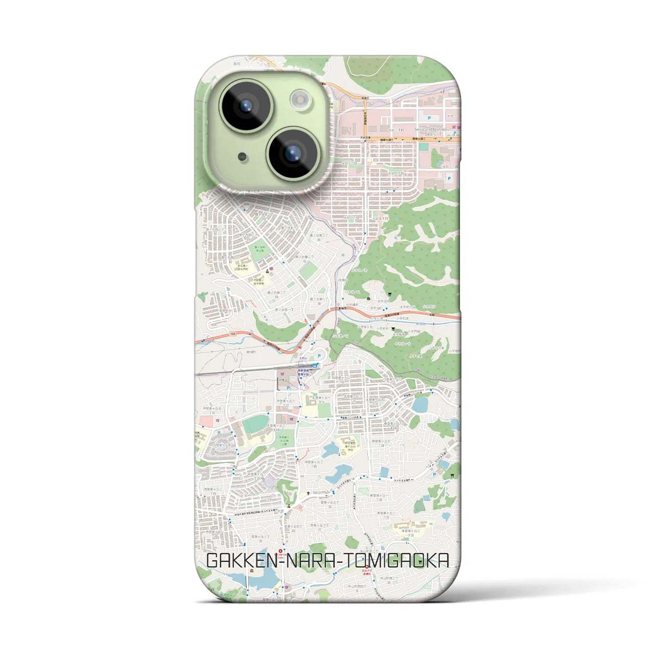 【学研奈良登美ヶ丘】地図柄iPhoneケース（バックカバータイプ・ナチュラル）iPhone 15 用