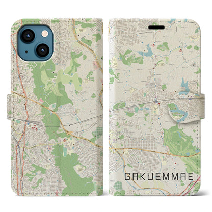 【学園前（奈良県）】地図柄iPhoneケース（手帳タイプ）ナチュラル・iPhone 13 用