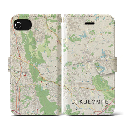 【学園前（奈良県）】地図柄iPhoneケース（手帳タイプ）ナチュラル・iPhone SE（第3 / 第2世代） / 8 / 7 / 6s / 6 用