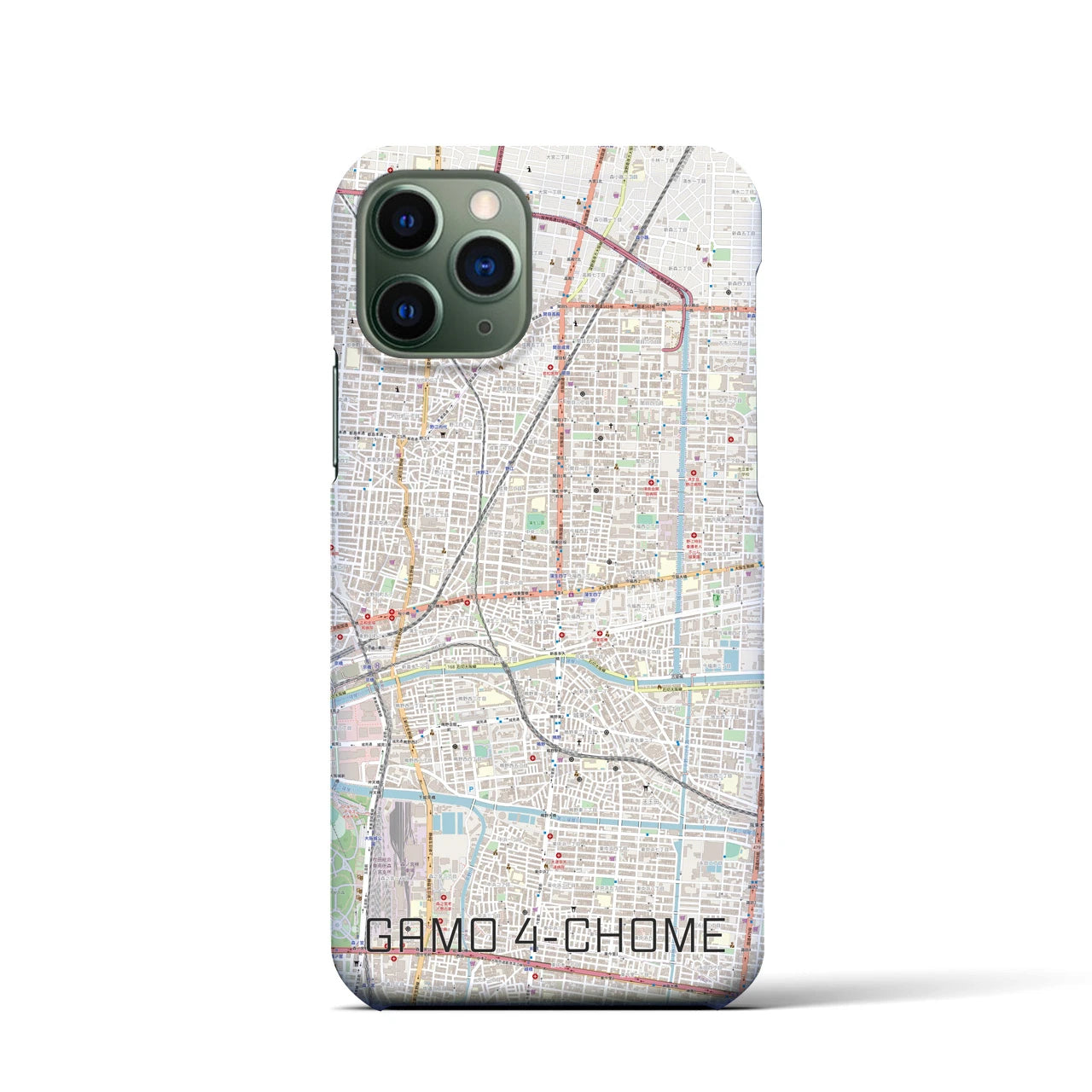 【蒲生四丁目】地図柄iPhoneケース（バックカバータイプ・ナチュラル）iPhone 11 Pro 用