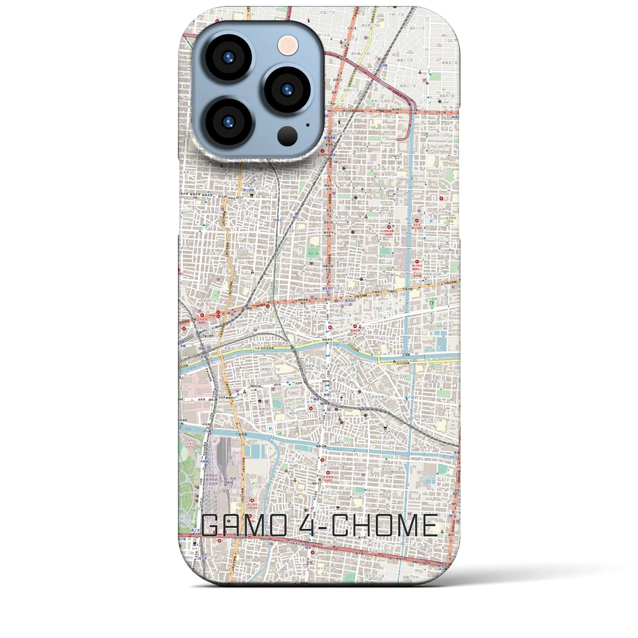 【蒲生四丁目】地図柄iPhoneケース（バックカバータイプ・ナチュラル）iPhone 13 Pro Max 用