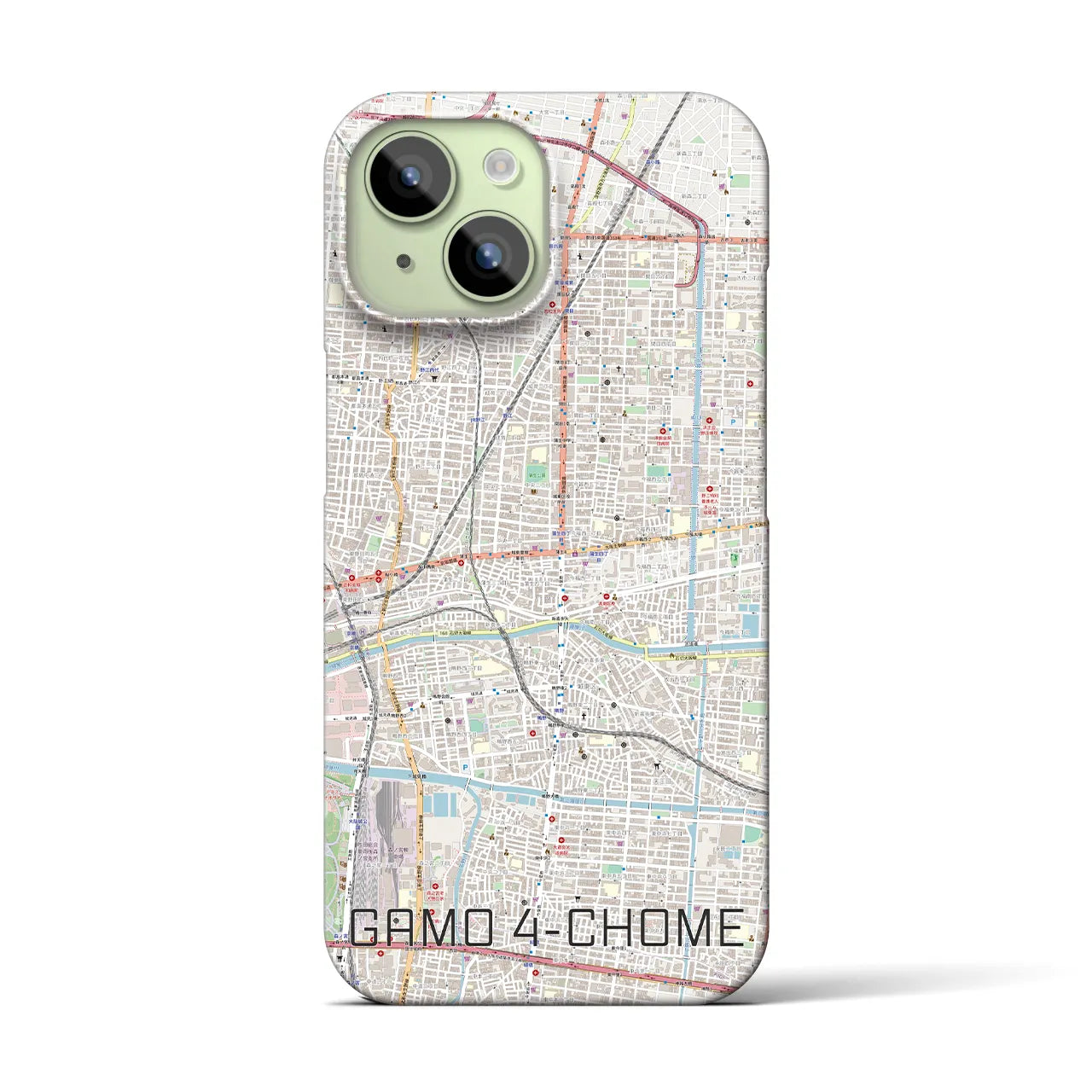 【蒲生四丁目】地図柄iPhoneケース（バックカバータイプ・ナチュラル）iPhone 15 用