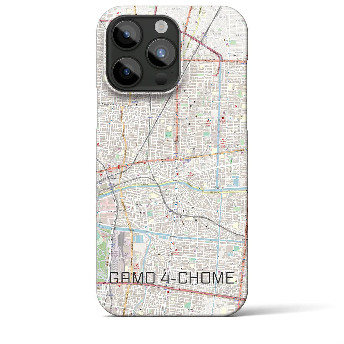 【蒲生四丁目】地図柄iPhoneケース（バックカバータイプ・ナチュラル）iPhone 15 Pro Max 用