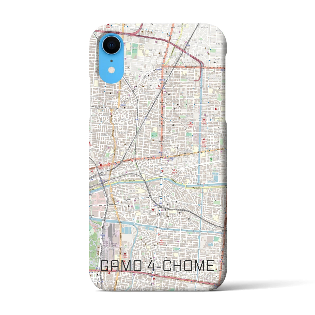 【蒲生四丁目】地図柄iPhoneケース（バックカバータイプ・ナチュラル）iPhone XR 用