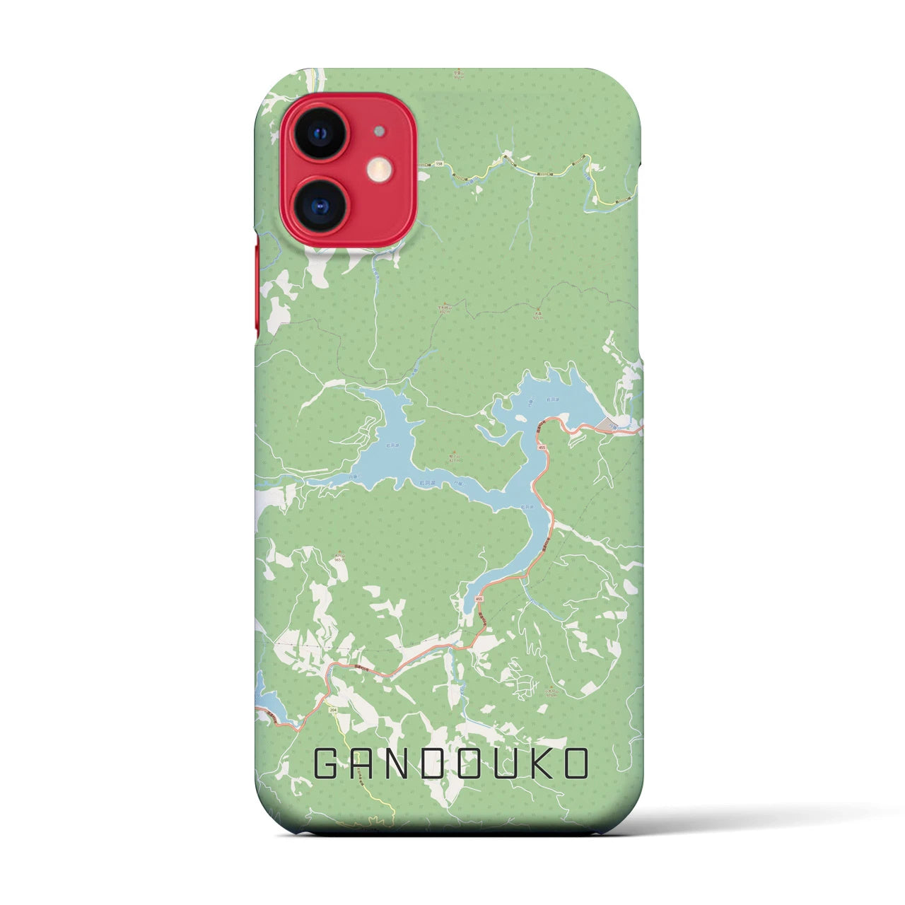【岩洞湖】地図柄iPhoneケース（バックカバータイプ・ナチュラル）iPhone 11 用