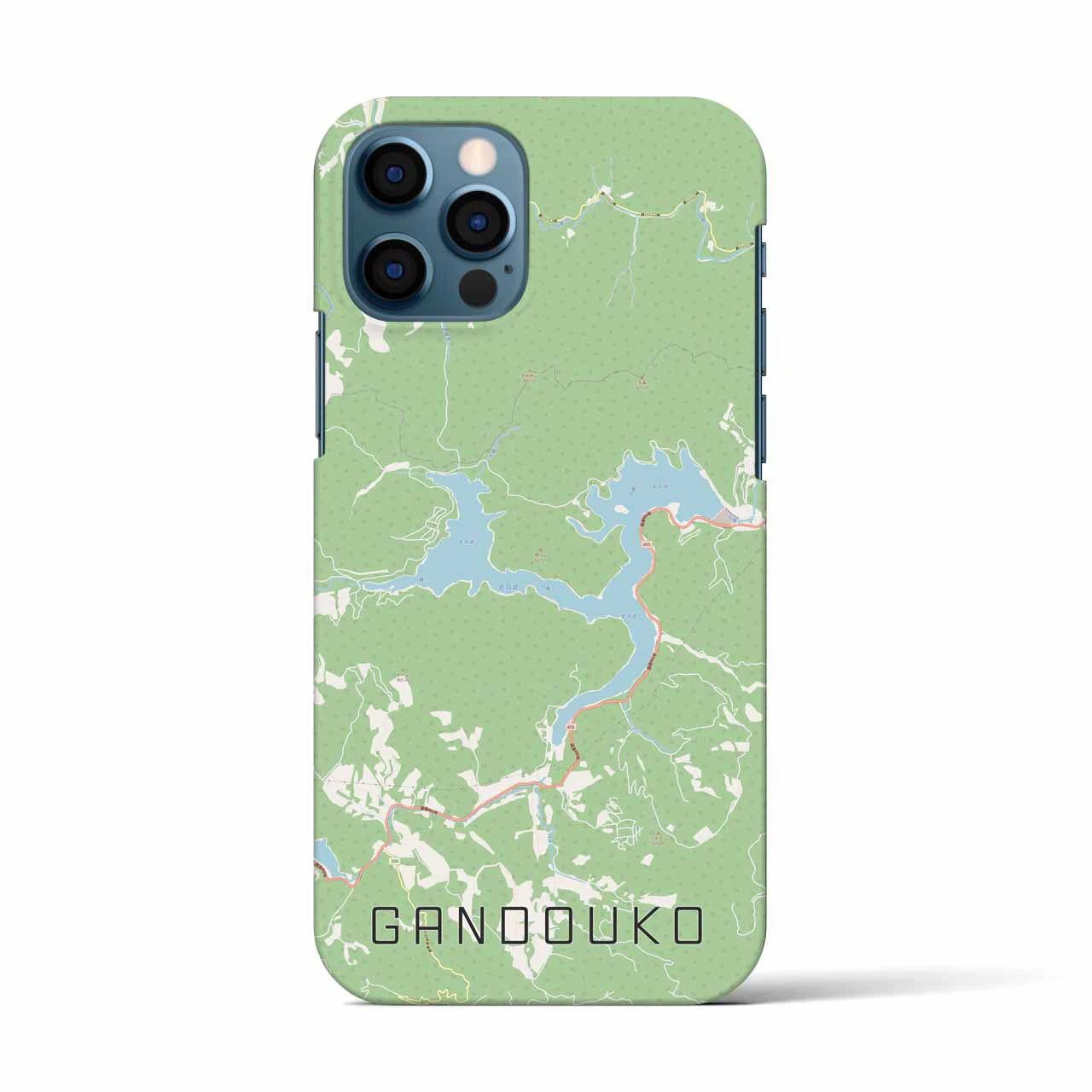 【岩洞湖】地図柄iPhoneケース（バックカバータイプ・ナチュラル）iPhone 12 / 12 Pro 用