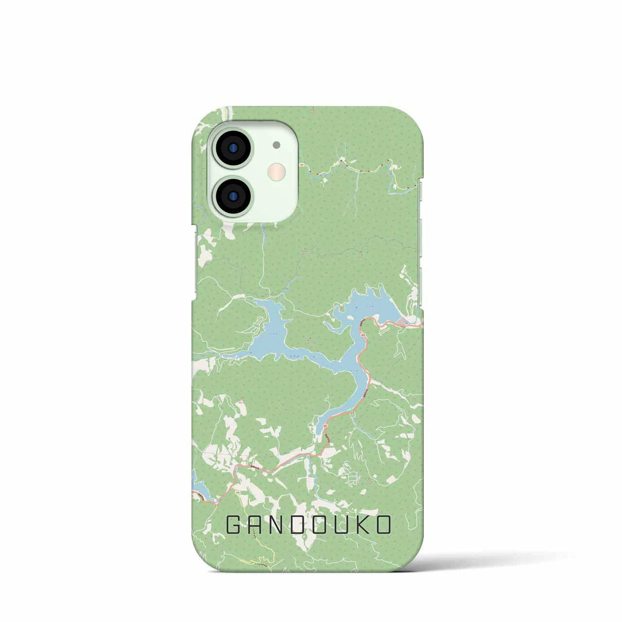 【岩洞湖】地図柄iPhoneケース（バックカバータイプ・ナチュラル）iPhone 12 mini 用