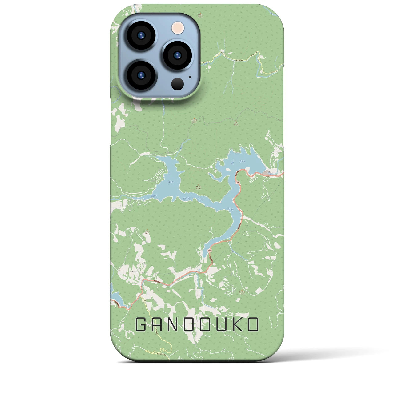 【岩洞湖】地図柄iPhoneケース（バックカバータイプ・ナチュラル）iPhone 13 Pro Max 用