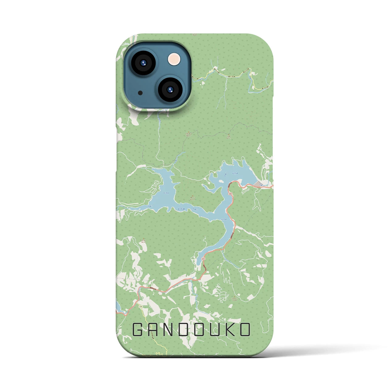 【岩洞湖】地図柄iPhoneケース（バックカバータイプ・ナチュラル）iPhone 13 用