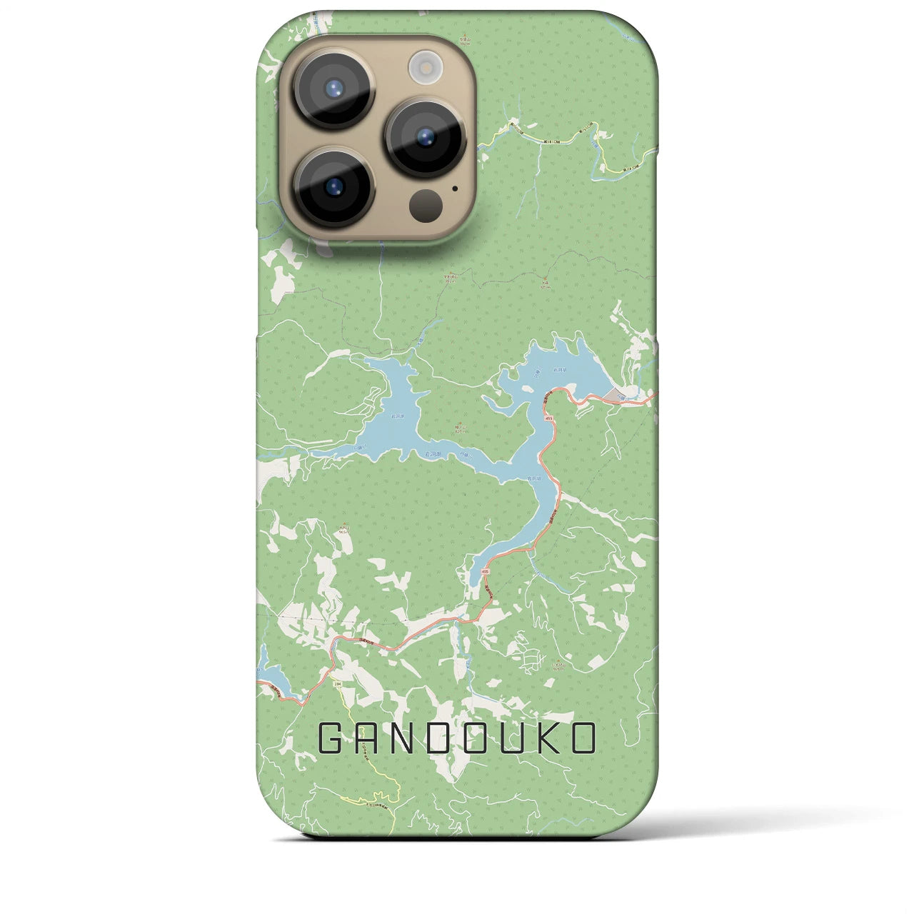 【岩洞湖】地図柄iPhoneケース（バックカバータイプ・ナチュラル）iPhone 14 Pro Max 用