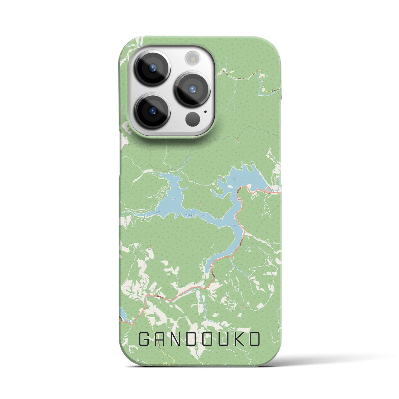 【岩洞湖】地図柄iPhoneケース（バックカバータイプ・ナチュラル）iPhone 14 Pro 用