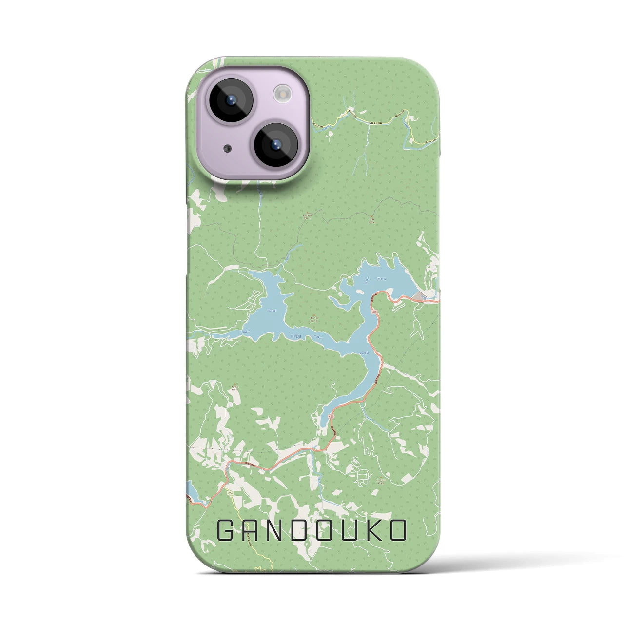 【岩洞湖】地図柄iPhoneケース（バックカバータイプ・ナチュラル）iPhone 14 用