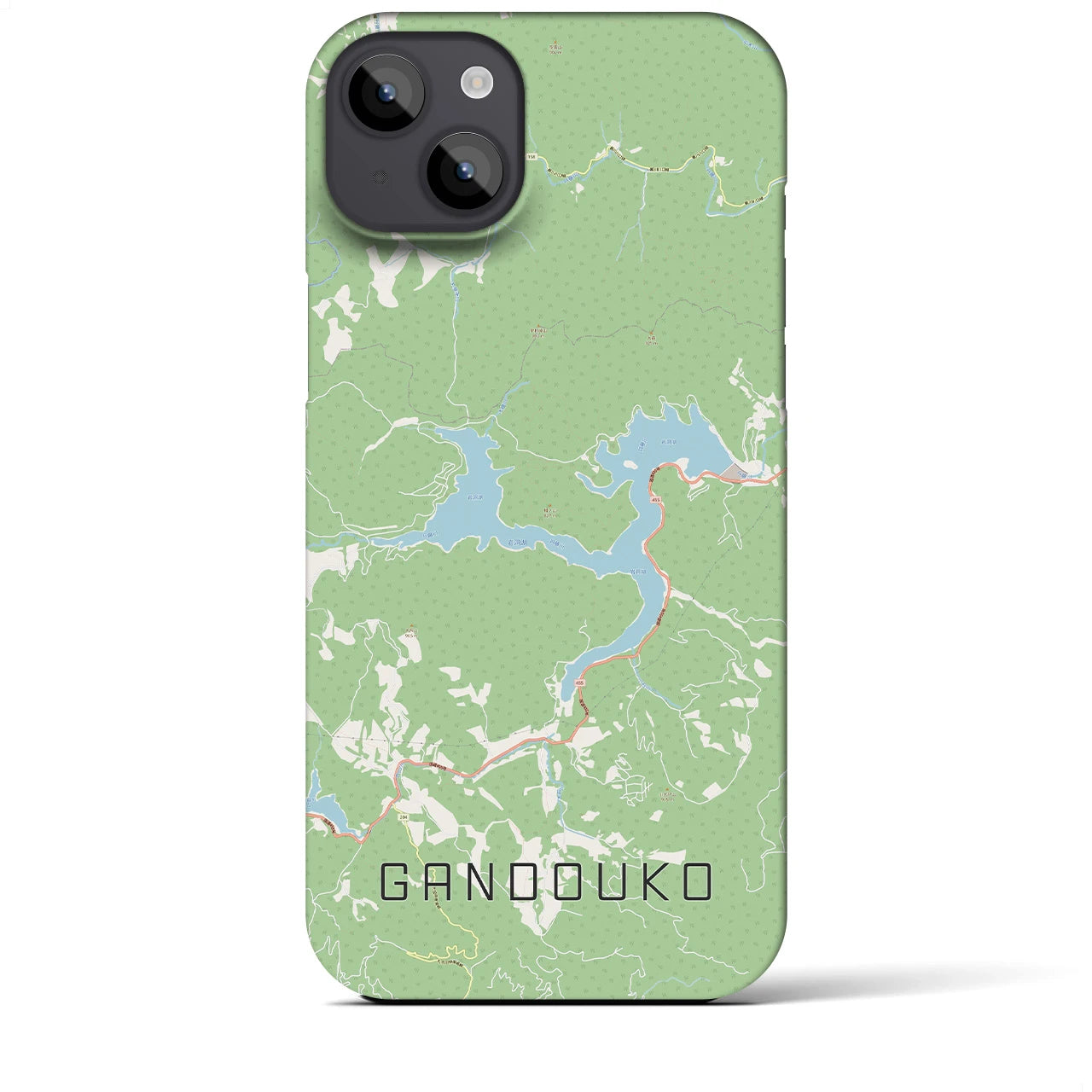 【岩洞湖】地図柄iPhoneケース（バックカバータイプ・ナチュラル）iPhone 14 Plus 用