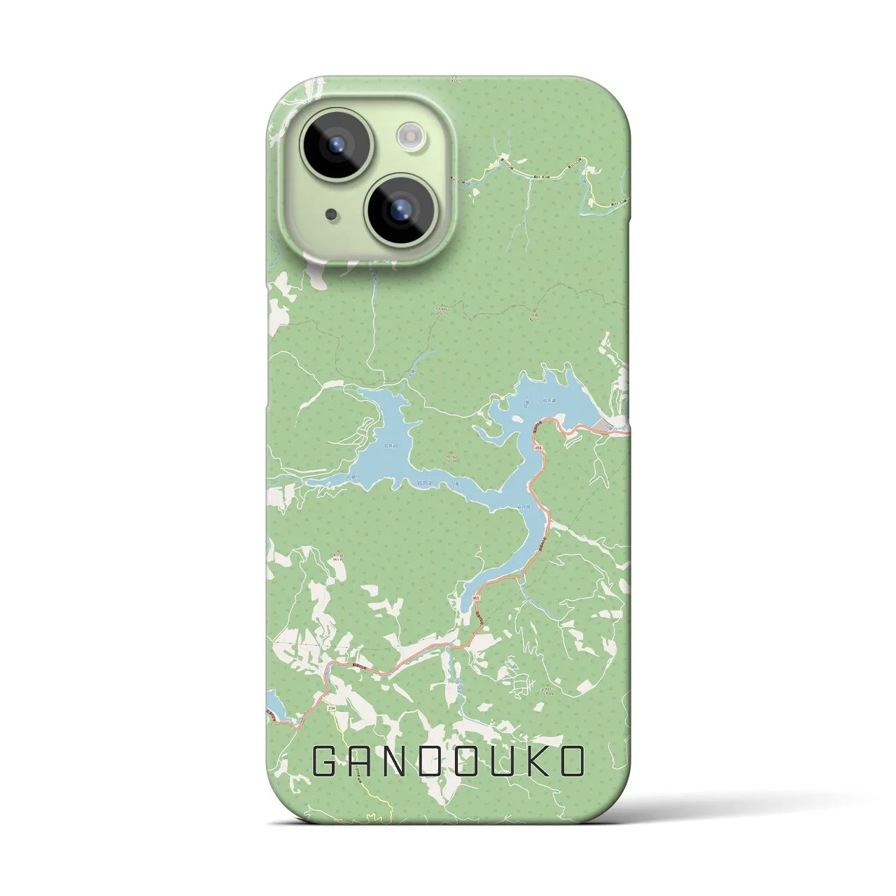 【岩洞湖】地図柄iPhoneケース（バックカバータイプ・ナチュラル）iPhone 15 用