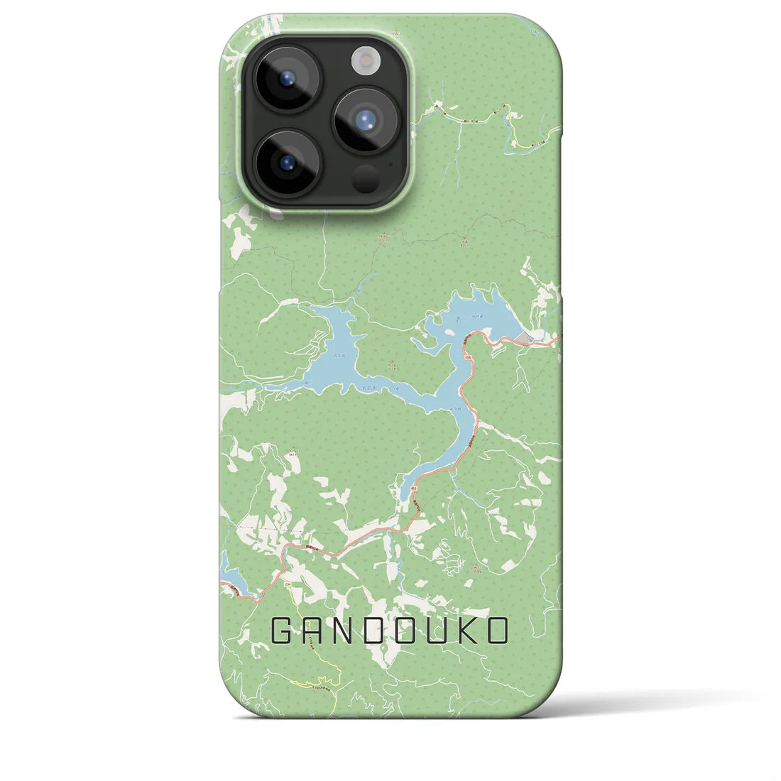 【岩洞湖】地図柄iPhoneケース（バックカバータイプ・ナチュラル）iPhone 15 Pro Max 用