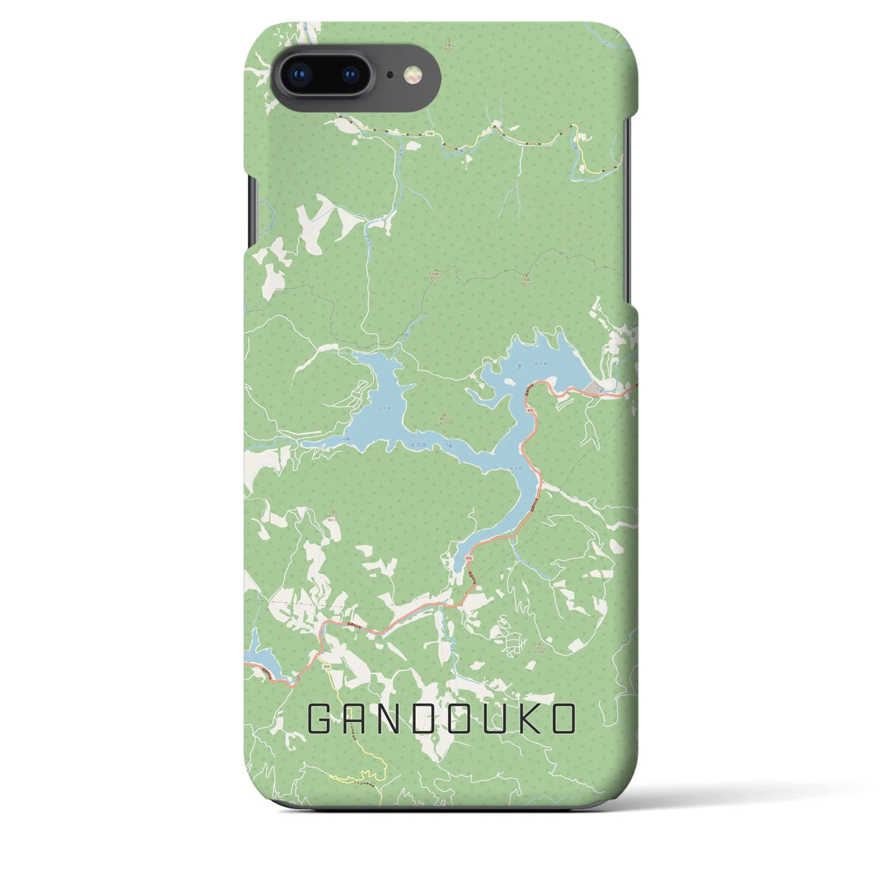 【岩洞湖】地図柄iPhoneケース（バックカバータイプ・ナチュラル）iPhone 8Plus /7Plus / 6sPlus / 6Plus 用
