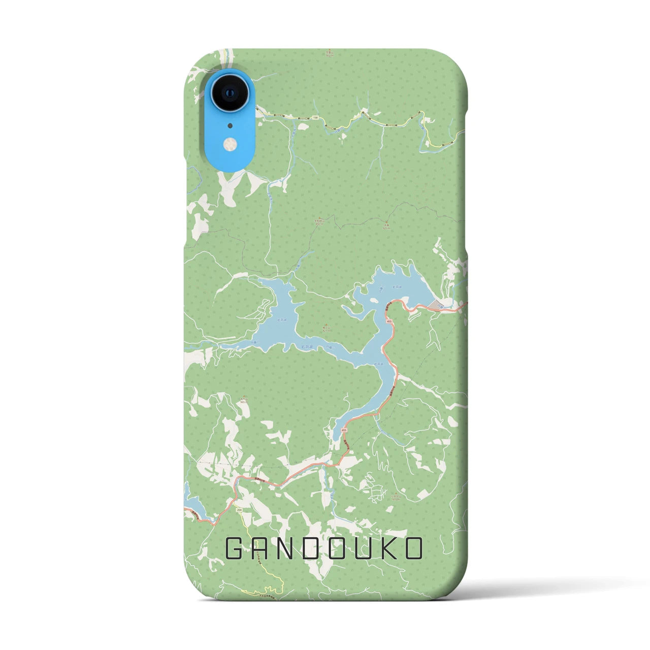 【岩洞湖】地図柄iPhoneケース（バックカバータイプ・ナチュラル）iPhone XR 用