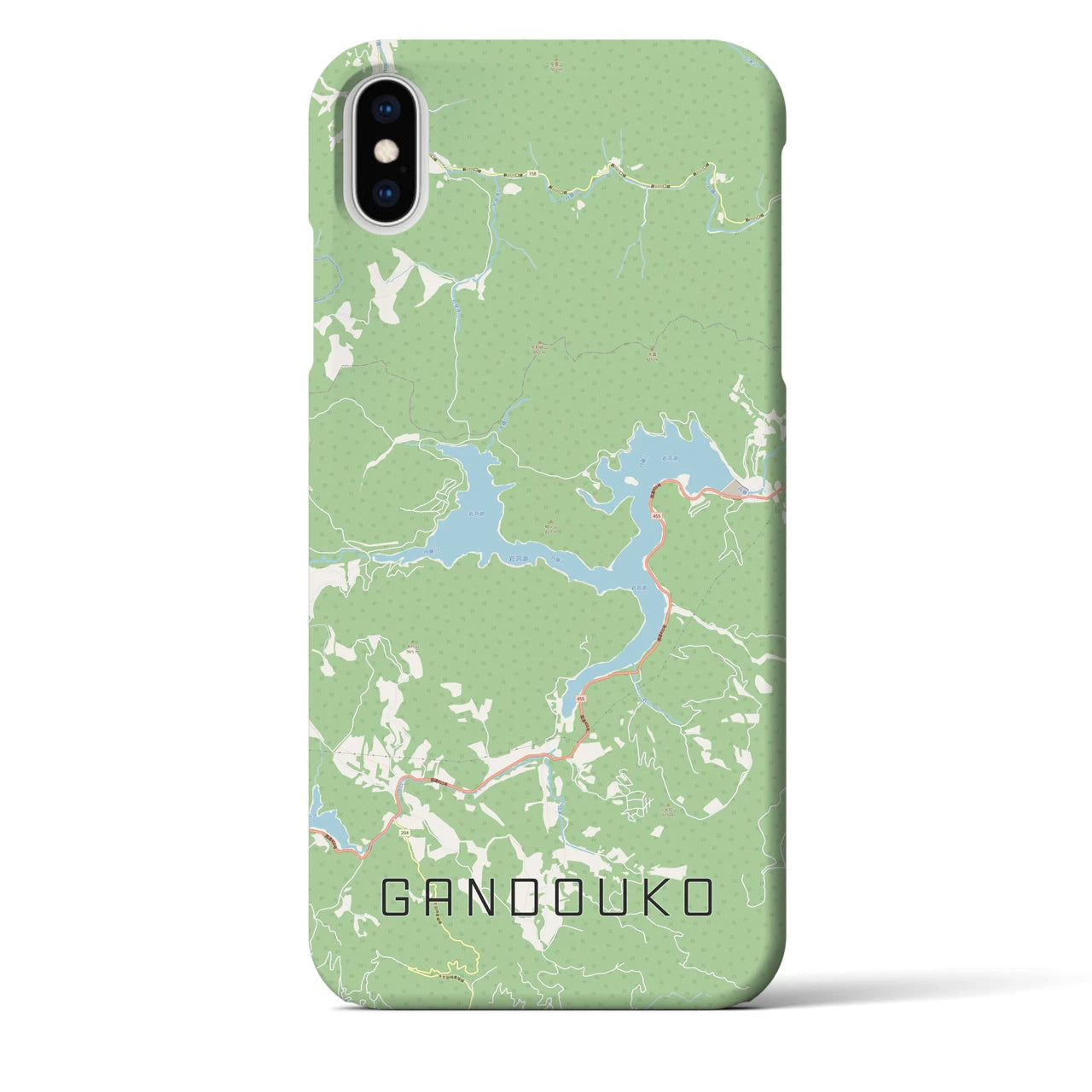 【岩洞湖】地図柄iPhoneケース（バックカバータイプ・ナチュラル）iPhone XS Max 用