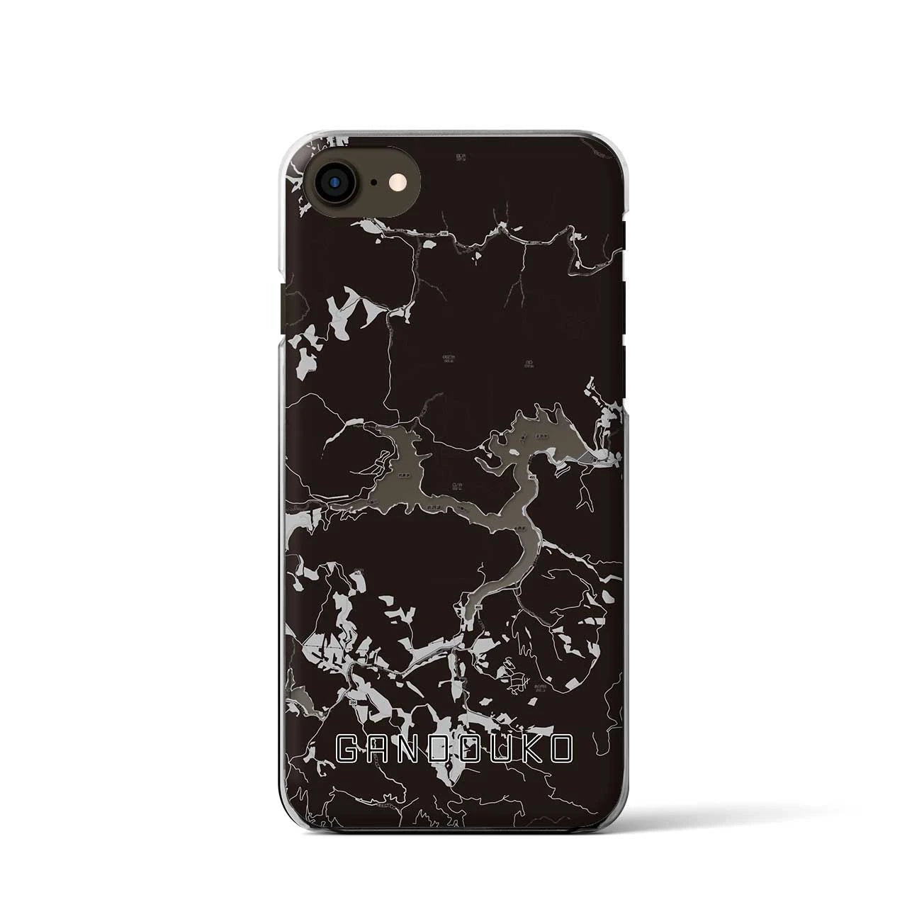 【岩洞湖】地図柄iPhoneケース（クリアタイプ・モノトーン）iPhone SE（第3 / 第2世代） / 8 / 7 / 6s / 6 用