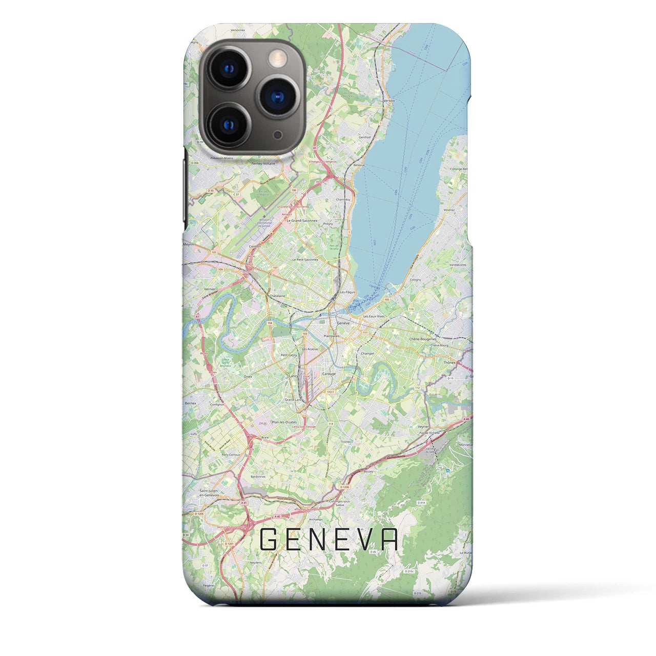 【ジュネーヴ】地図柄iPhoneケース（バックカバータイプ・ナチュラル）iPhone 11 Pro Max 用