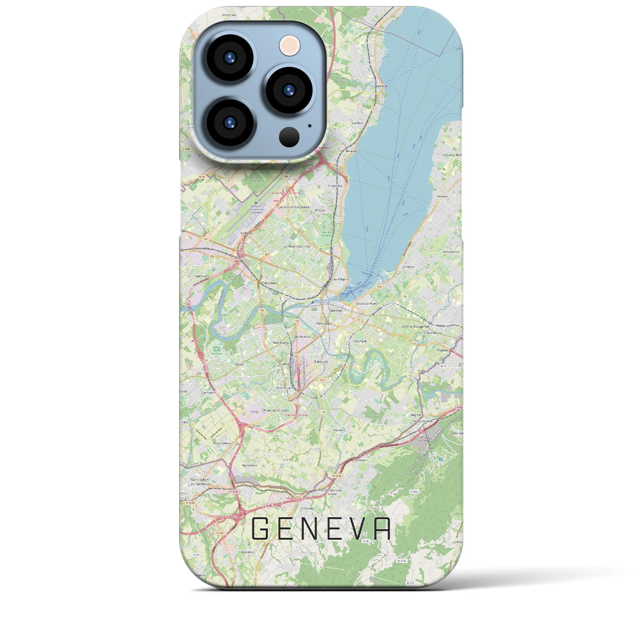 【ジュネーヴ】地図柄iPhoneケース（バックカバータイプ・ナチュラル）iPhone 13 Pro Max 用