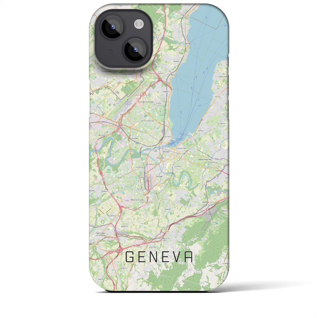 【ジュネーヴ】地図柄iPhoneケース（バックカバータイプ・ナチュラル）iPhone 14 Plus 用