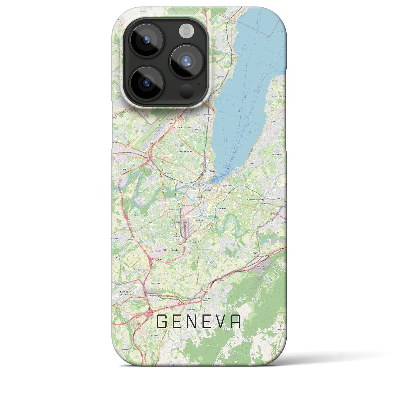 【ジュネーヴ】地図柄iPhoneケース（バックカバータイプ・ナチュラル）iPhone 15 Pro Max 用