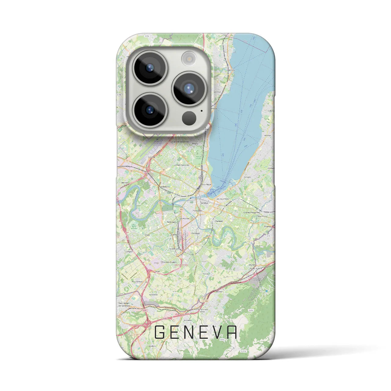 【ジュネーヴ】地図柄iPhoneケース（バックカバータイプ・ナチュラル）iPhone 15 Pro 用