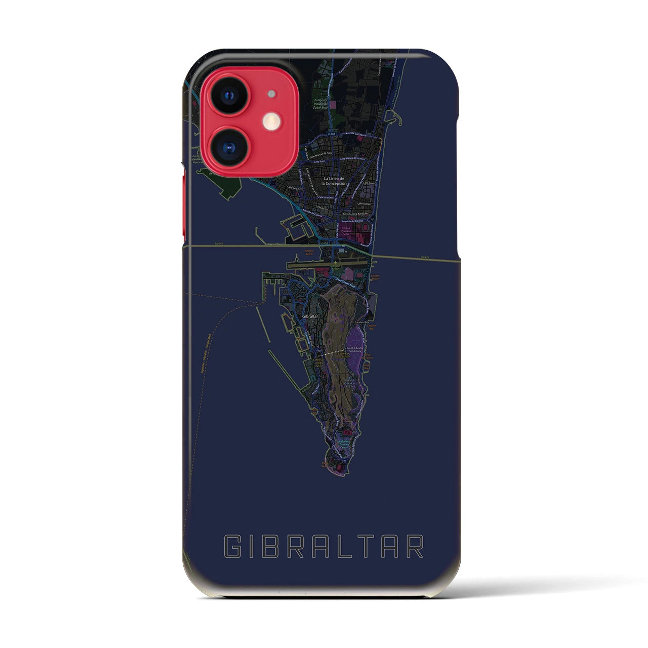 【ジブラルタル】地図柄iPhoneケース（バックカバータイプ・ブラック）iPhone 11 用