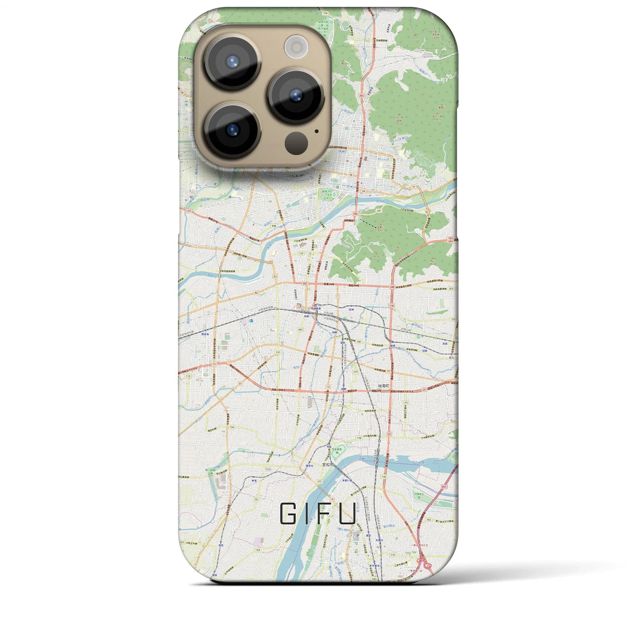 【岐阜】地図柄iPhoneケース（バックカバータイプ・ナチュラル）iPhone 14 Pro Max 用