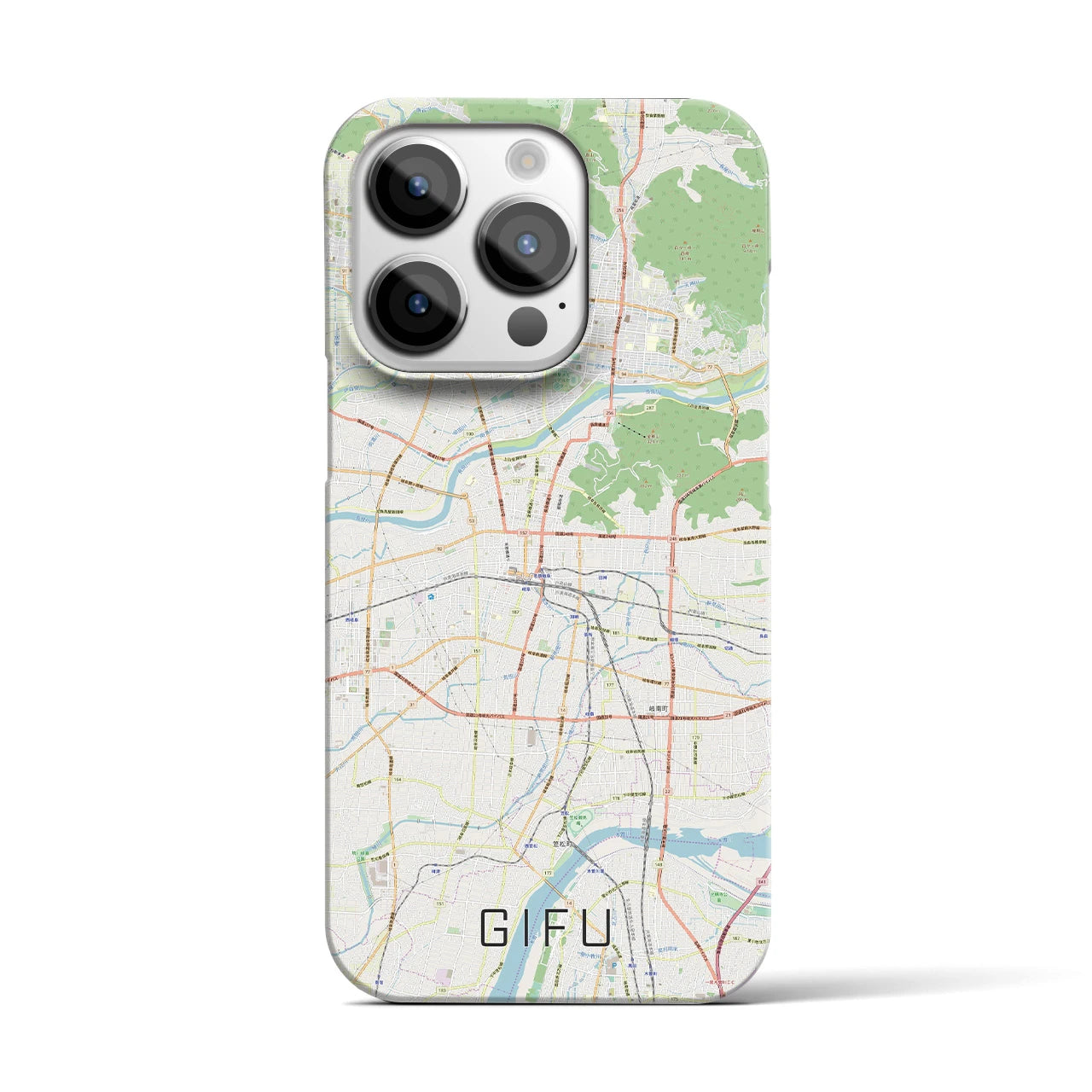 【岐阜】地図柄iPhoneケース（バックカバータイプ・ナチュラル）iPhone 14 Pro 用