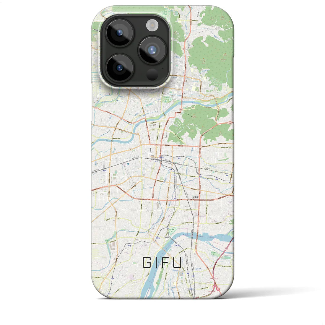 【岐阜】地図柄iPhoneケース（バックカバータイプ・ナチュラル）iPhone 15 Pro Max 用