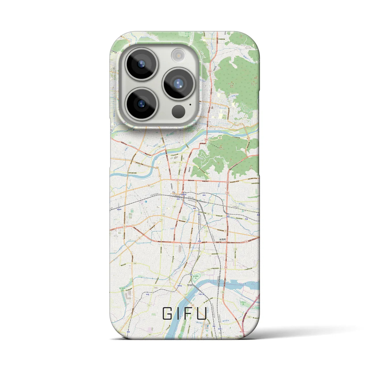 【岐阜】地図柄iPhoneケース（バックカバータイプ・ナチュラル）iPhone 15 Pro 用