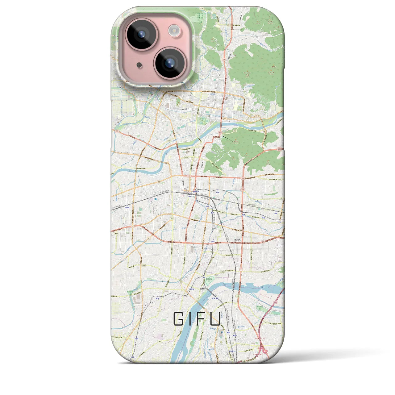 【岐阜】地図柄iPhoneケース（バックカバータイプ・ナチュラル）iPhone 15 Plus 用