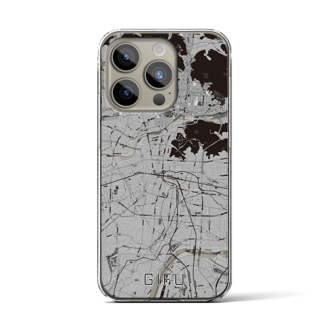 【岐阜】地図柄iPhoneケース（クリアタイプ・モノトーン）iPhone 15 Pro 用