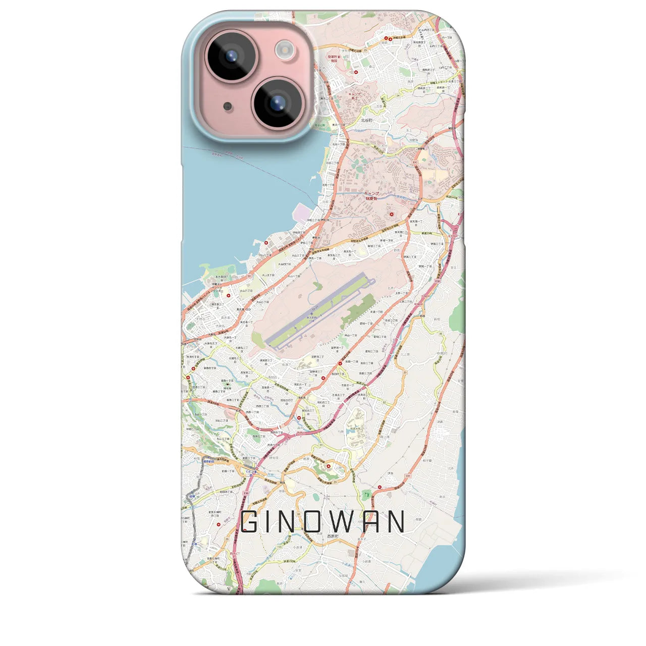【宜野湾】地図柄iPhoneケース（バックカバータイプ・ナチュラル）iPhone 15 Plus 用